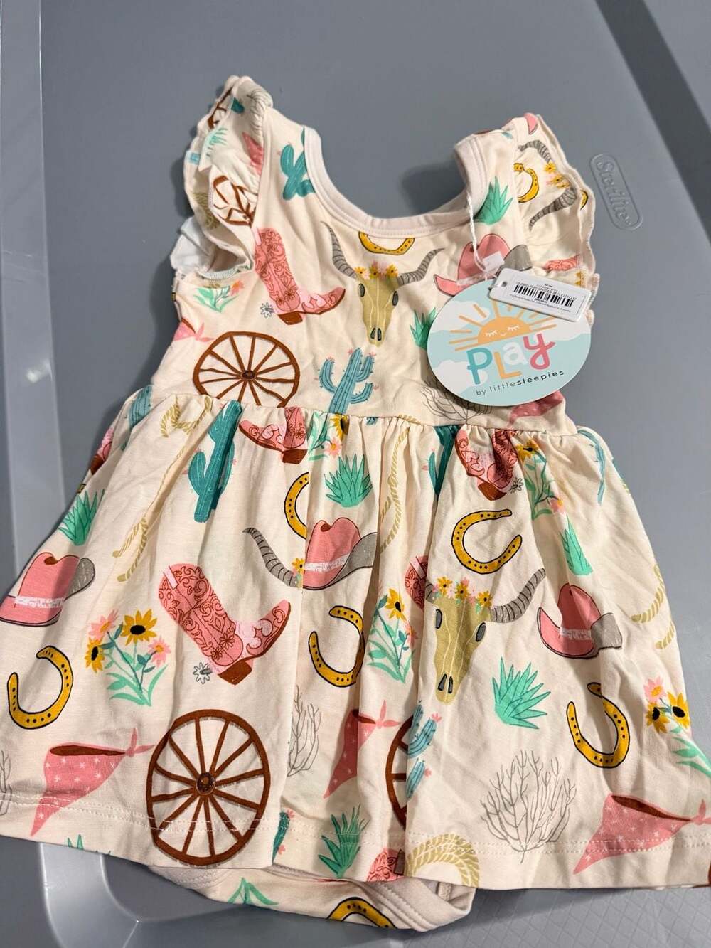 Little Sleepies Pink Ready To Rodeo Twirl Dress With Bodysuit 6-12 Months